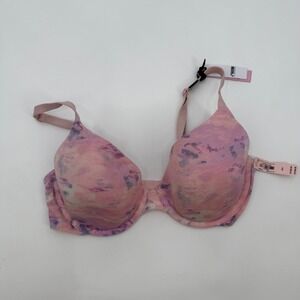 Victoria's Secret Naomi Demi‎ Bra 34D Pink Purple Cloud Print Underwire NWT